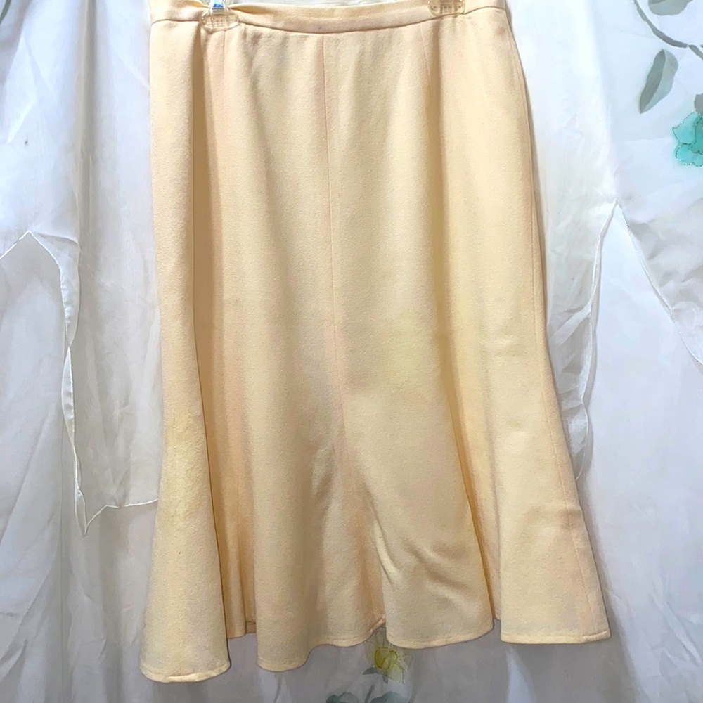 100% PURE CREAM WOOL/LINED HUNT VALLEY SKATER HEM SKIRT SZ 16